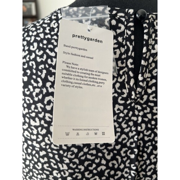 NWT PrettyGarden Flutter Sleeve Animal Print Maxi Dress Black White M - Picture 7 of 13